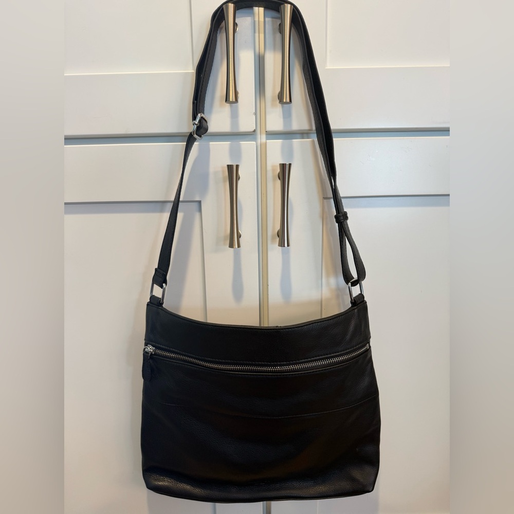 Margot Black Leather Crossbody Bag
